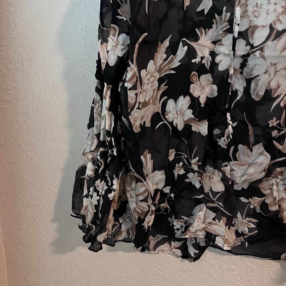 The Kooples Paris Viscose Floral Sheer Blouse Top Ruffle Bell Sleeve 1 Small - Picture 6 of 9